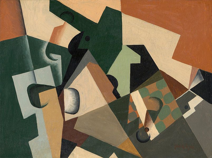 Glas und Schachbrett, Juan Gris von Meisterhafte Meister