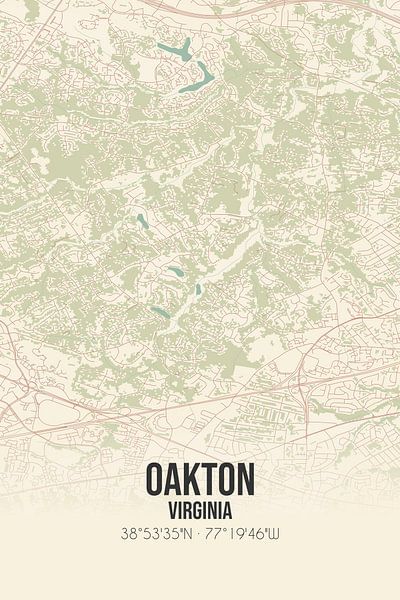 Alte Karte von Oakton (Virginia), USA. von Ortsdrucke