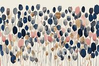 Champ de fleurs abstraites en bleu, rose et or