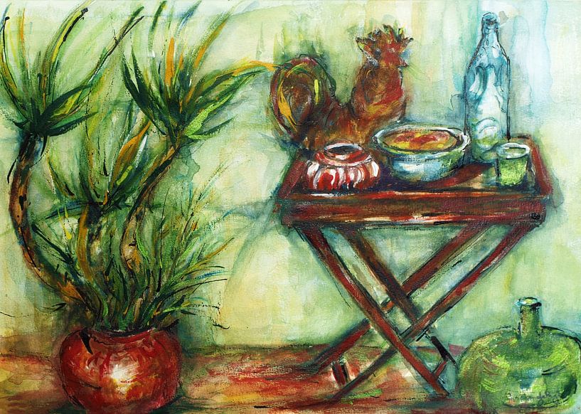 Still life on a terrace in Praia da Luz/ Algarve. by Ineke de Rijk