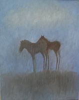 Fohlen unter einer Wolke.