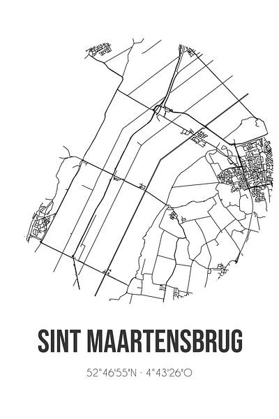 Sint Maartensbrug (Noord-Holland) | Map | Black and White by Prints of Place