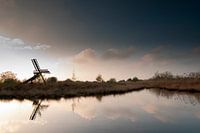 Oude windmolen in waterrijke natuur