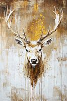 Expressionistischer Hirsch mit Goldakzenten