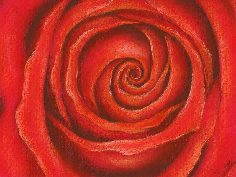 Red Rose Pastel Painting by Karen Kaspar