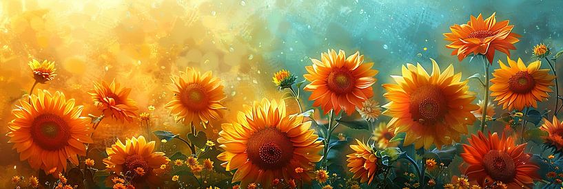 Des tournesols clairs se prélassent dans un soleil radieux par Poster Art Shop