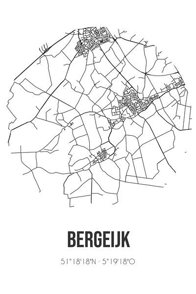 Bergeijk (Noord-Brabant) | Karte | Schwarz und Weiß von Ortsdrucke