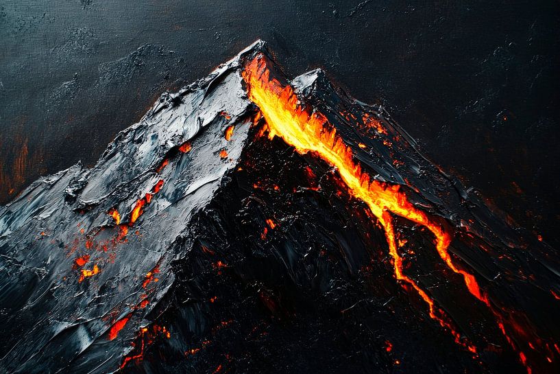 Volcano with flowing lava by Poster Art Shop