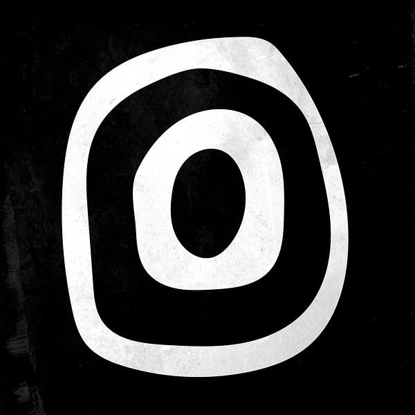 Abstrakte geometrische schwarze und weiße Kreise 1 von Dina Dankers