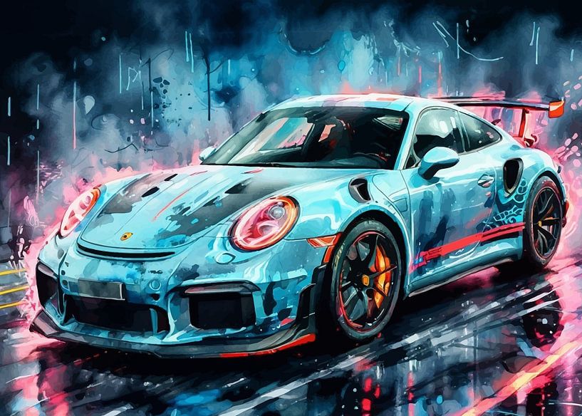 Porsche 911 GT3 RS Hellblau Neon von MIROKKU