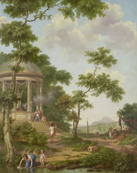 Arkadische Landschaft mit einem Tempel, Jurriaen Andriessen von Meisterhafte Meister