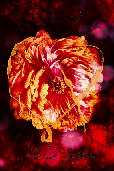 Pivoine avec ruban Gauche par Helga Blanke