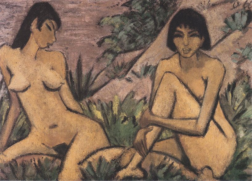 Two girls sitting in the dunes, Otto Mueller - ca 1926 by Atelier Liesjes