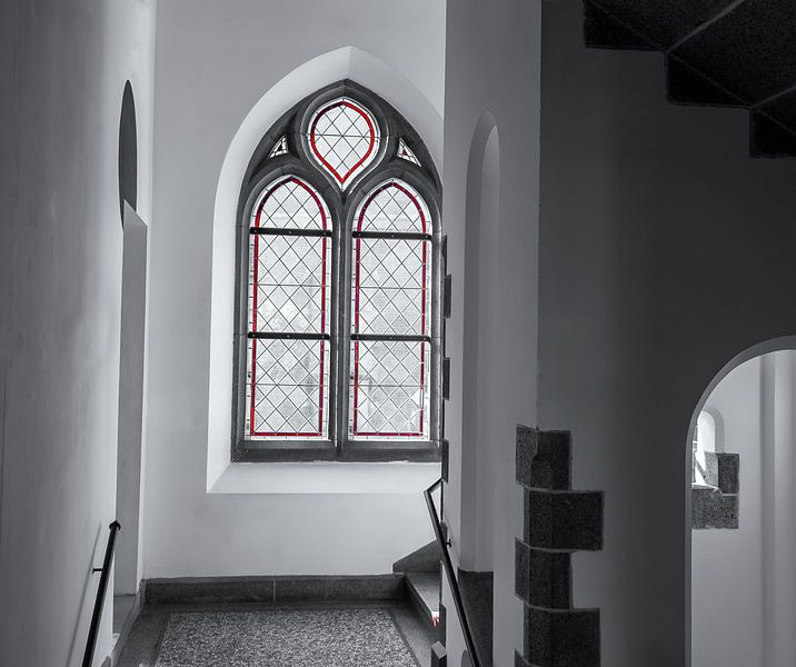 black and white composition with red by Corrie Ruijer