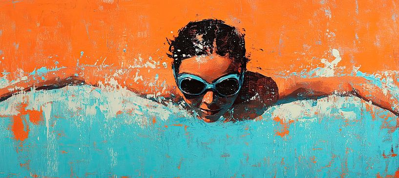 Schwimmer unter strahlend blauem Himmel von OMG Art