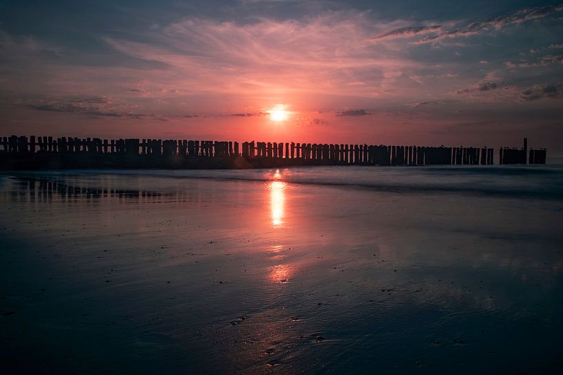 Zeeland, sunset at Westkapelle by Gert Hilbink