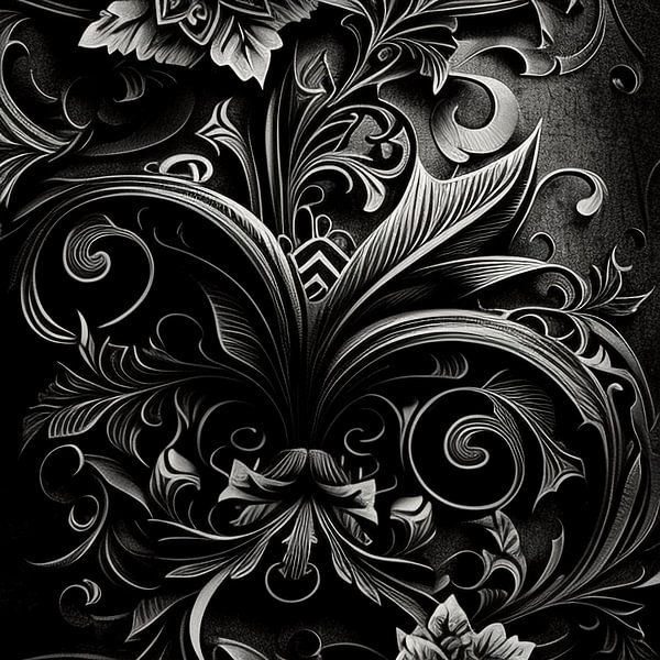 Baroque floral engraving by Vythryd Arts