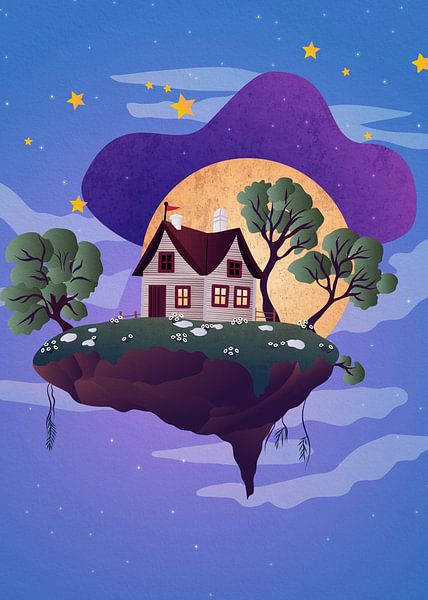 Flyng House Fantasy Illustration by Artkreator