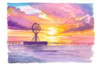 North Cape and Arctic Globe Sunset Colours of the northern horizon