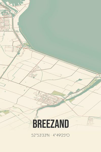 Vieille carte de Breezand (Hollande du Nord) par Affiches de lieux