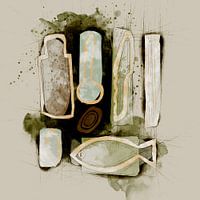 Nature morte avec du poisson et de la vaisselle