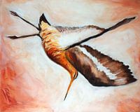 schilderij van opvliegende grutto