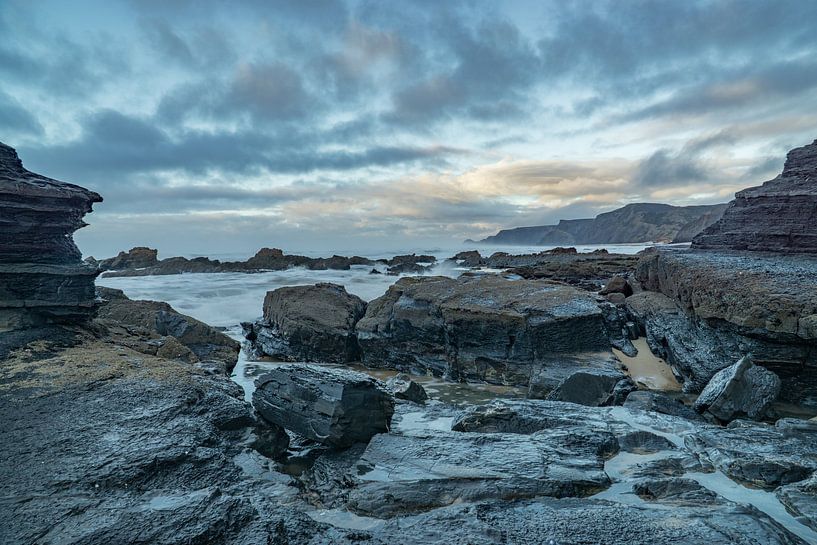 Praia do Castelejo in Portugal's Algarve at sunset by David Gorlitz
