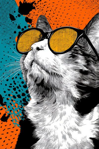 Katze mit Sonnenbrille Popart Coolness von Eva Lee