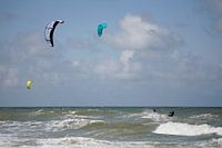 Kite surfers. North Sea