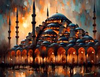 Mosquée Sultan Ahmed, Istanbul, Turquie, au coucher du soleil