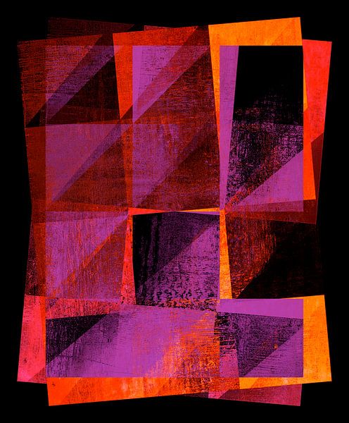 Geometric Japan Pop Grunge in Warm Colours by FRESH Fine Art