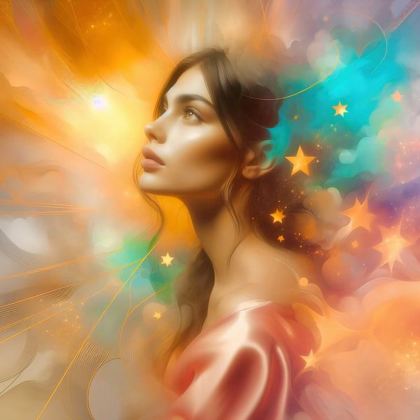 Frau im rosa Kleid von Digital Art Nederland