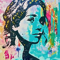 Buntes, modernes und abstraktes Frauenporträt