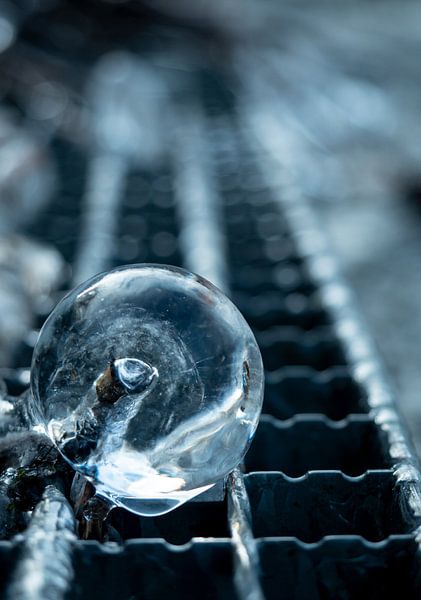 Close up of ice sculpture on the river Saale in Jena, Germany by Wolfgang Unger
