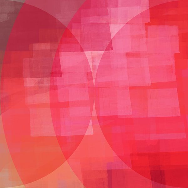 Formes abstraites modernes en rose néon et orange par Dina Dankers