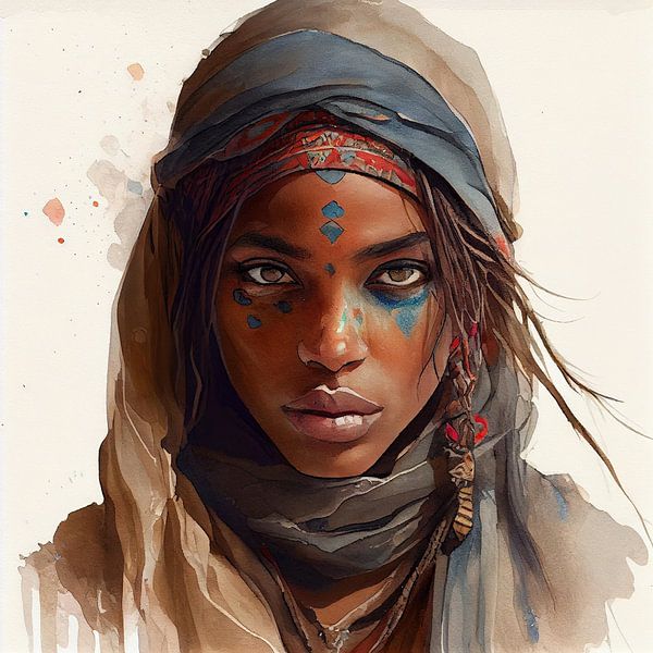 Tuareg Woman Indigo Face Paint by Chromatic Fusion Studio