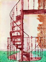 Escalier en spirale à l'intérieur d'un ancien bâtiment