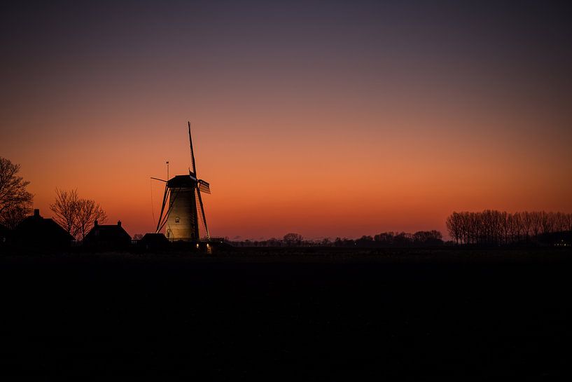 Le moulin de Zuidzande au coucher du soleil par StephanvdLinde