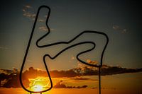 Die Rennstrecke von Zandvoort im Maßstab bei Sonnenuntergang