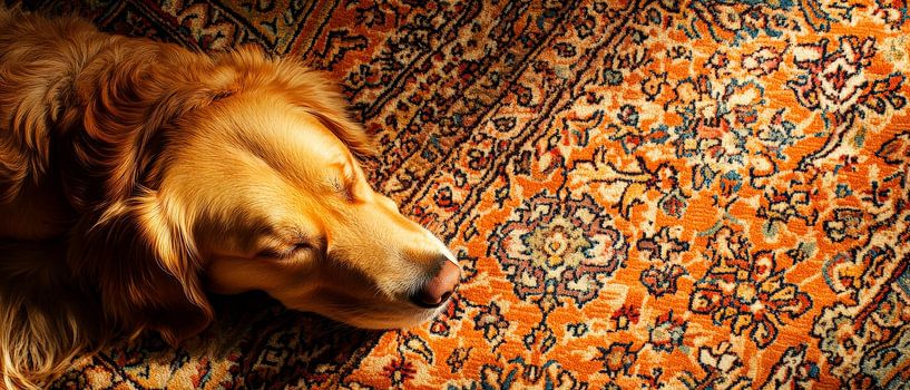 Chien dormant sur un tapis par Poster Art Shop