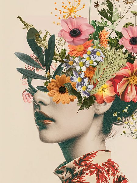 Vintage Frau mit Blumen von haroulita