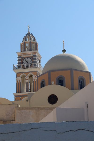 Dome and bell tower in Thira - Santorini by Christiane Schulze