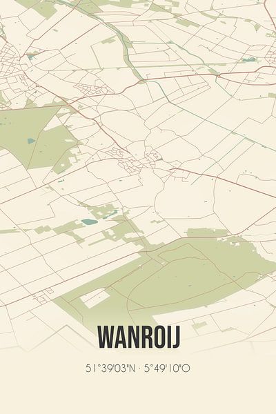 Alte Landkarte von Wanroij (Nordbrabant) von Ortsdrucke