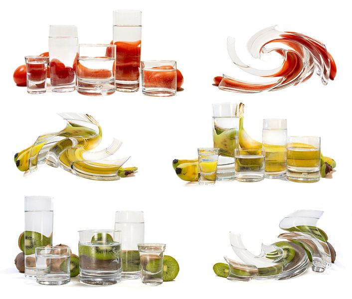 Collage Bananen Tomaten Kiwi von Marianne van der Zee