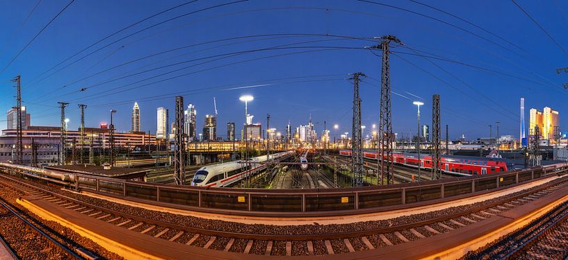 City-Skyline und Gleisvorfeld Frankfurt/ Main Hauptbahnhof von Frank Herrmann