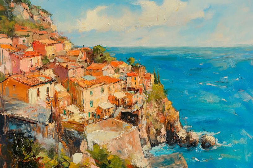 Ville côtière couleurs par Poster Art Shop