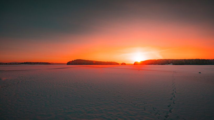 Sweden frozen lake sunrise 2 by Andy Troy