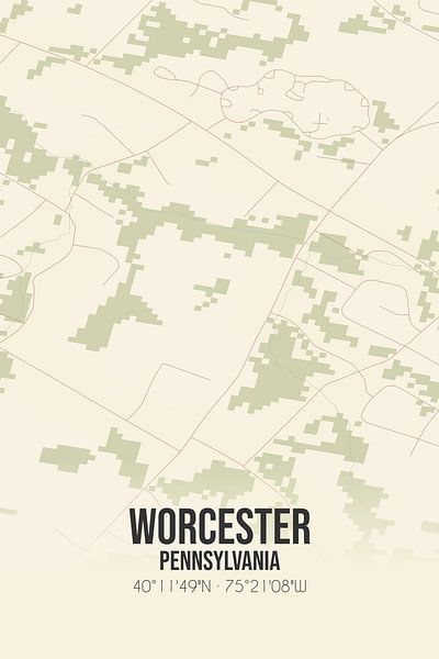 Alte Karte von Worcester (Pennsylvania), USA. von Ortsdrucke