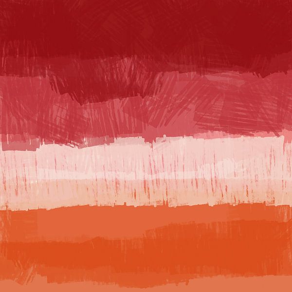 Mehr Farbe. Abstrakte Landschaft in Orange, Rosa, Rot. von Dina Dankers