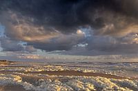 Dark clouds along the coast.